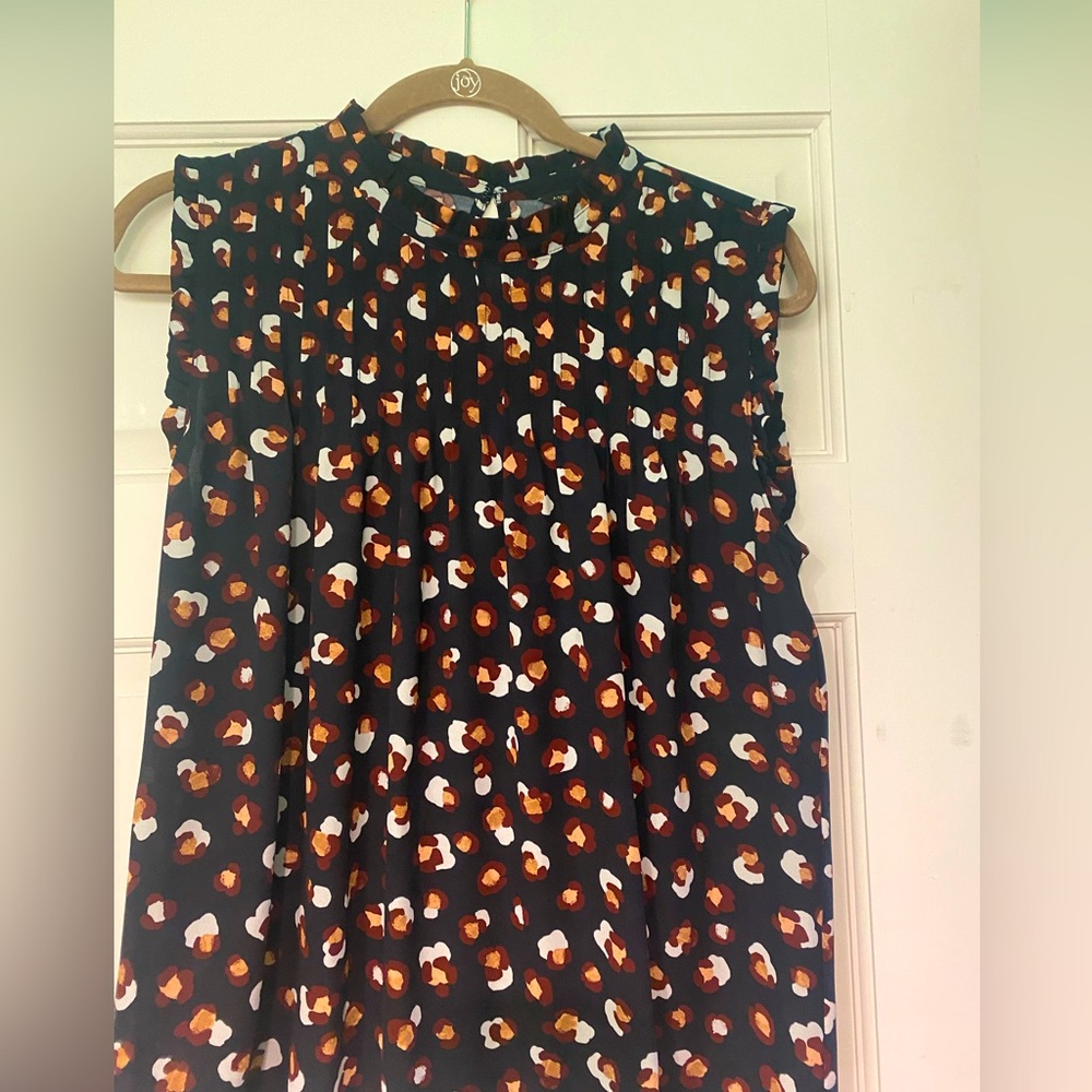 Ann Taylor blouse, navy blue leopard